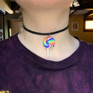 Clay rainbow lollipop choker